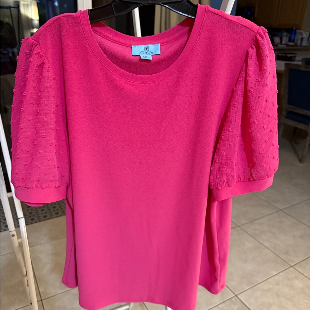 CeCe Fuchsia Puff Sleeve Top